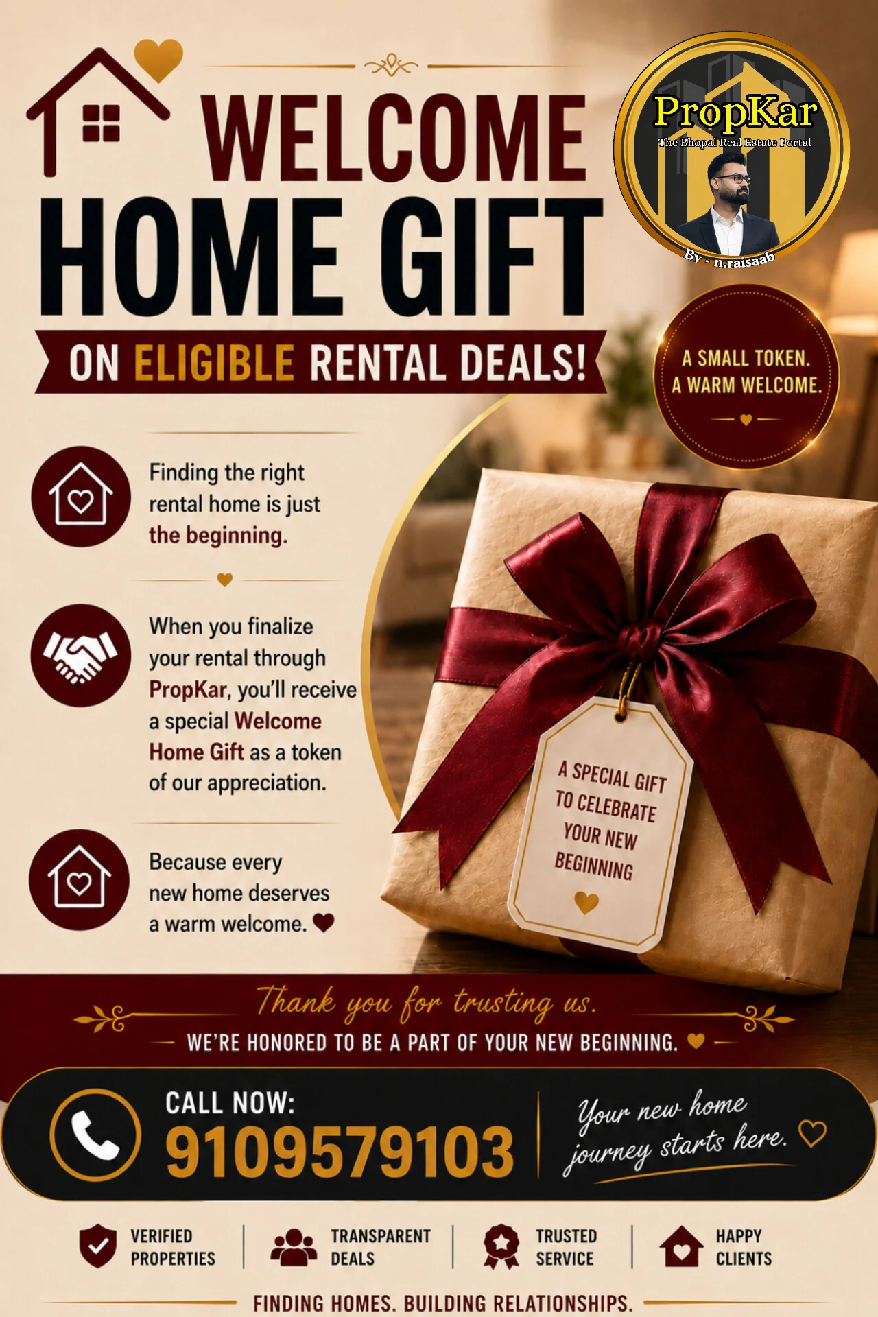 PropKar Welcome Home Gift on Rental Deals